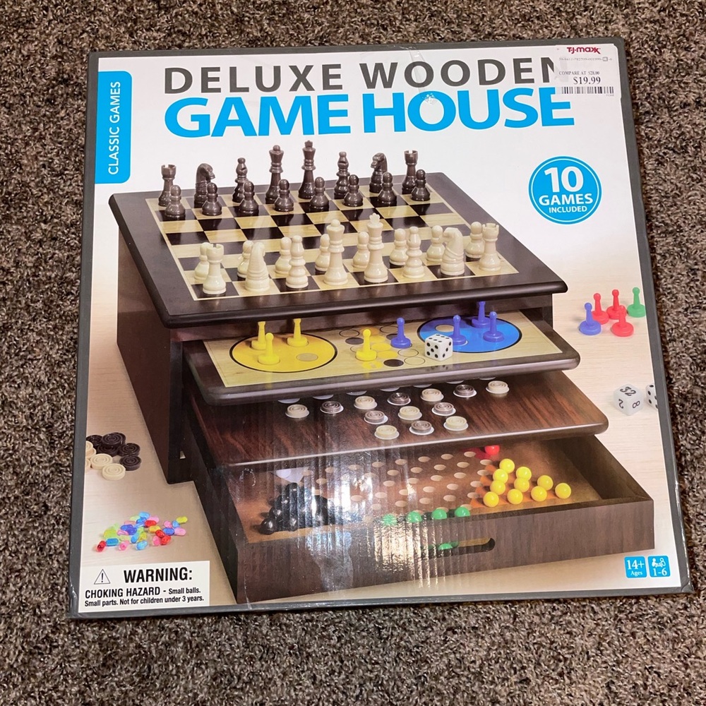 Deluxe Wooden Game House by - Multi-Color